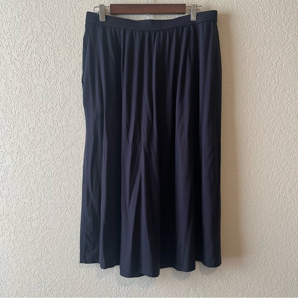 NWT Eileen Fisher Boho Wide Leg Yogi Culottes Cropped Jersey Navy Ink Pants SZ M - Picture 3 of 8